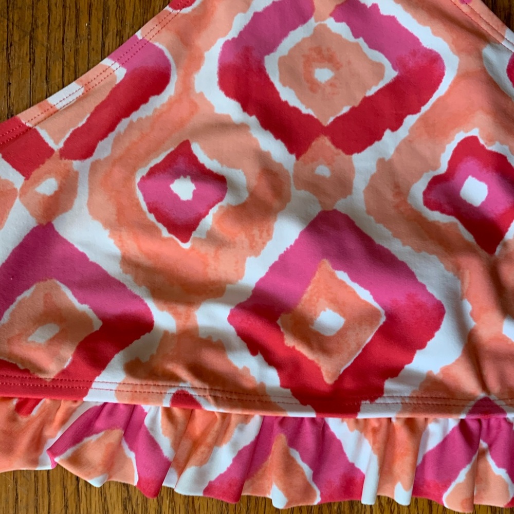 aerie Pink & Coral Patterned High Neck Bikini Top - Picture 3 of 10